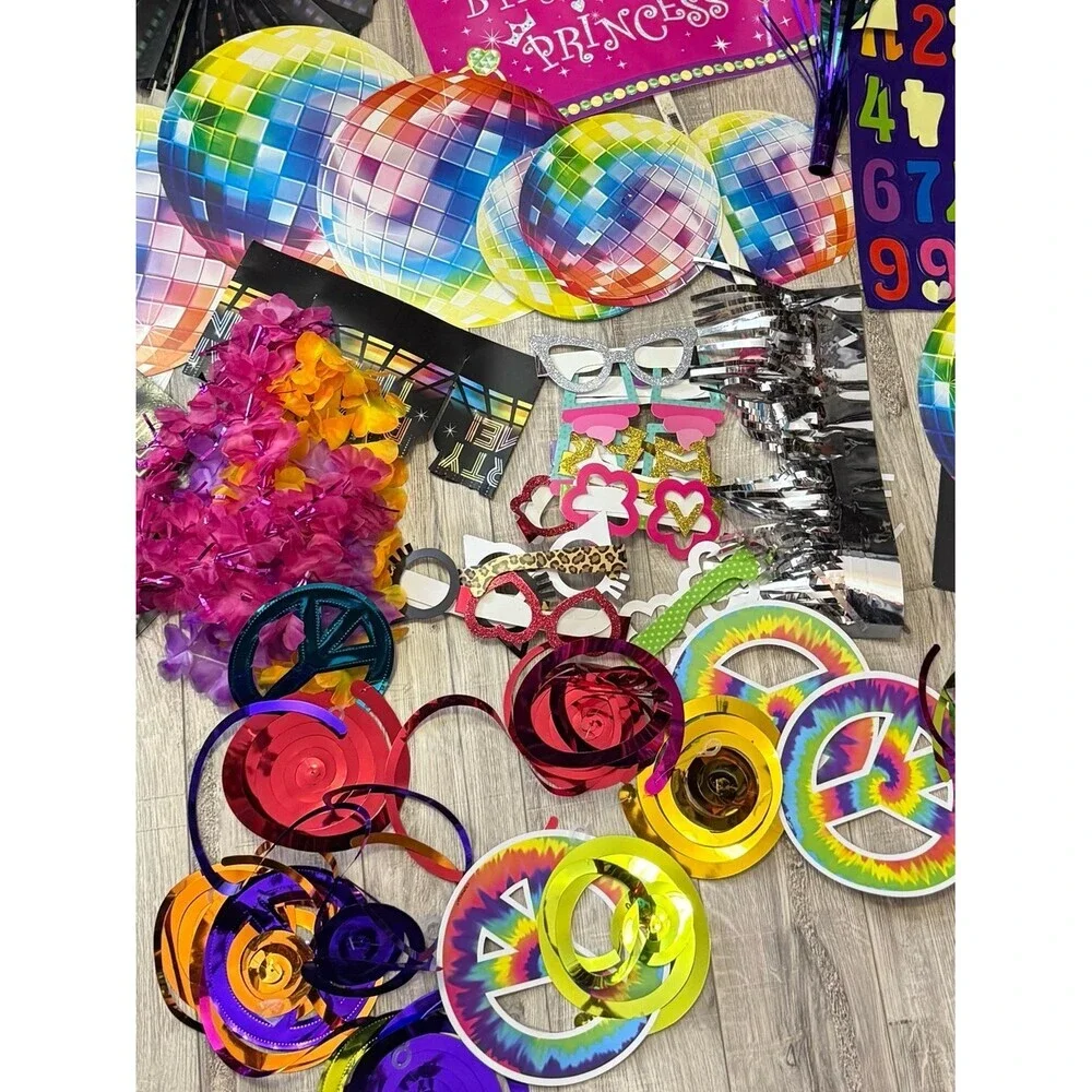 Party decor bundle Birthday Princess Multi-Color Party Decorations Set retro